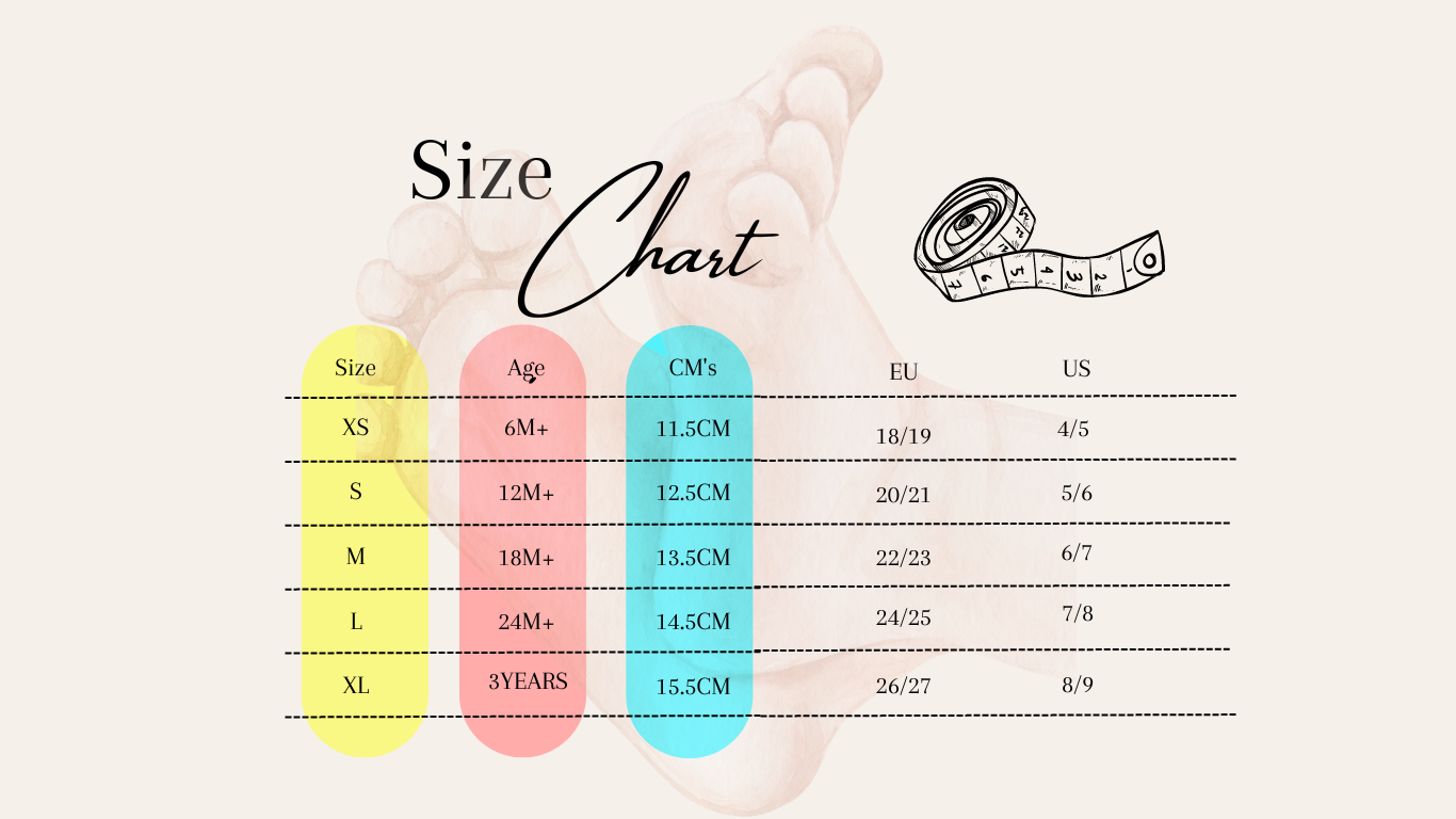 size guidelines, measuring in centimeters for babies first shoes. trendy footwear Maintenace guide for toddlers
